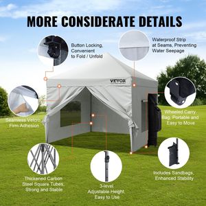 10x10 piedi tenda Pop resistente UV impermeabile tettoia istantanea rimovibile borsa portatile con ruote per eventi all'aperto cortile - Product Image 5