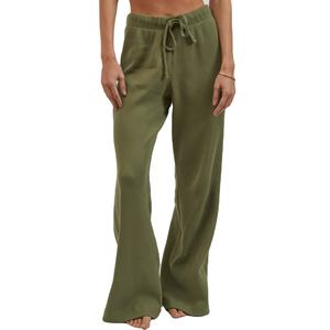 Pantalon de survêtement évasé taille haute en tissu gaufré pour femme, qualité OEM, coupe décontractée, thermique, jambe large - Product Image 1