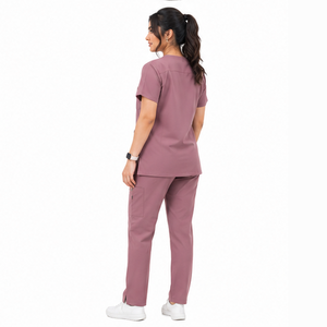Ensemble de tenue médicale pour femmes, vêtements de travail médicaux, haut extensible à col en V, pantalon à taille élastique, ensemble pour hôpital, clinique de santé - Product Image 3