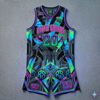 Conjunto Completo de Uniforme de Baloncesto Unisex con Camiseta y Pantalones Cortos, Transpirable, Verano, 100% Poliéster
