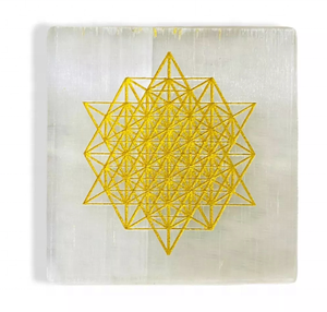 Placa de carga de cristal de selenita natural al por mayor con placas grabadas de metatrona para curación de Reiki suministro de curación de Reiki - Product Image 1