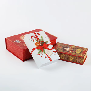 Boîte cadeau de Noël personnalisée en forme de livre, écologique et biodégradable, avec impression de logo, doublure en éponge et pelliculage mat pour les fêtes - Product Image 4