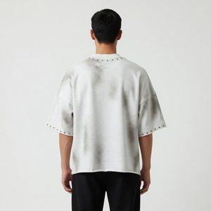 เสื้อยืด Ibex Oversized Acid Wash ประดับเพชรเทียม ดีไซน์ขาดๆ ทำจากผ้าฝ้าย 100% เนื้อนุ่ม ระบายอากาศได้ดี เหมาะสำหรับทุกเพศ - Product Image 4