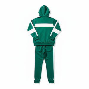Heavyweight Cotton Hooded Tracksuit <b>Full</b> <b>Zip</b> Casual Solid Color <b>Sweatshirt</b> & Pants Set with Side Pockets Regular Men Fit Wear - Product Image 3