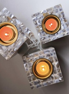 Portavelas de Té con Incrustaciones de Madreperla Hechas a Mano por ILAHI, Ecológicas, con Impresión Personalizada, Recipiente para Velas Aromáticas, Regalo de Cumpleaños/Navidad - Product Image 3