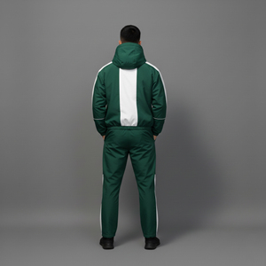 Nuevo conjunto deportivo de 2 piezas para hombre, de corte regular, a la moda, con logo impreso en DTF, 100% nailon, de dos tonos, estilo urbano, ligero. - Product Image 2