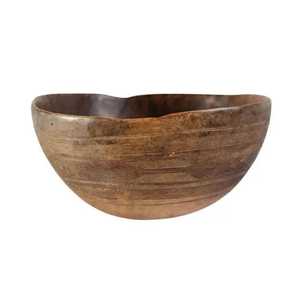 Handmade Wooden Bowl Natural Finish <b>Rustic</b> Decorative Serving Bowl for Home Kitchen Decoration - Product Image 5