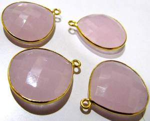 Connecteurs Briolette en Calcédoine Rose en Forme de Cœur 20mm, Pierre de Quartz Rose, Breloque à Boucle Unique pour Fabrication de Bijoux - Product Image 3