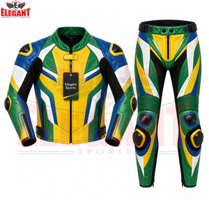 Combinaison de moto deux pièces pour course automobile avec protections rigides pour les épaules et les genoux, combinaison en cuir de qualité supérieure pour course sur circuit - Product Image 4