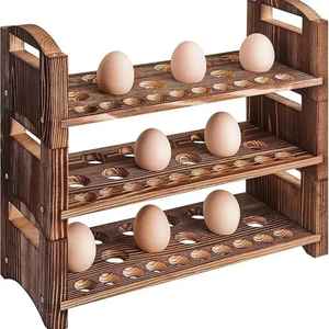 3 Tier Wooden <b>Egg</b> Rack <b>Storage</b> Holder Kitchen <b>Egg</b> Organizer Stand Wooden <b>Egg</b> Display Rack Countertop <b>Egg</b> <b>Storage</b> Shelf - Product Image 1