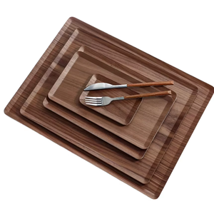 Bandeja de té de Nogal Negro Nórdico, plato de madera desechable Rectangular, patrón sólido, técnica pigmentada, diseño moderno y sencillo - Product Image 5