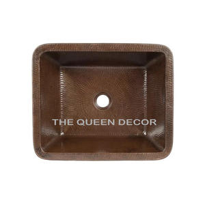 Évier de cuisine rustique en cuivre, élément décoratif métallique, style antique, luxueux, martelé à la main, avec rebord incurvé, pour cuisine individuelle - Product Image 2