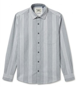 Camisa Casual a Rayas de Doble Botonadura para Hombre Enovate Logan, Manga Larga, Cuello Camisero, Transpirable, Tejido de Lino/Algodón, ODM, Verano - Product Image 1