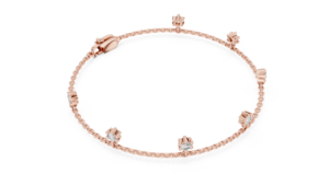 Women's Floating Diamond Drop <b>Charm</b> <b>Bracelet</b> with Radiant Cut Rhodium Plated 18K Gold Plated <b>Silver</b> - Product Image 3