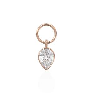 Colgante de oro macizo con cuarzo blanco de estilo minimalista, piedra de nacimiento de abril, engaste de bisel, pequeña gema blanca - Product Image 6