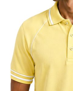 Camiseta Polo Personalizada en Amarillo Pastel para Hombre, Ropa Deportiva Casual de Verano, Transpirable, para Golf, con Manga Raglán Premium, Prenda Superior a la Moda - Product Image 3