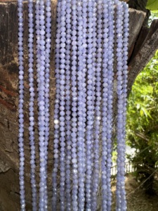 Natural Tanzanite Beads 32 Cm <b>Long</b> Strand 3mm Faceted Round Beaded <b>Necklace</b> Making Healing Gemstone Birthstone India - Product Image 3