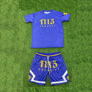 2026 Wholesale New Design Sublimation Custom Logo Short <b>Set</b> For <b>Men</b> Custom <b>2</b> <b>Piece</b> Tracksuit Short <b>Set</b> With Solid Pattern - Product Image 2