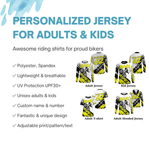 เสื้อเจอร์ซีย์ BMX แบบส่วนตัวสำหรับผู้ใหญ่และเด็ก ชื่อและหมายเลขแบบกำหนดเอง ผ้าโพลีเอสเตอร์ผสมสแปนเด็กซ์ ระบายอากาศได้ดี ป้องกันรังสียูวี แขนยาว - Product Image 1