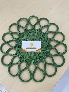 Custom Handmade Rattan Plate Natural Woven Round <b>Basket</b> Decorative Serving <b>Tray</b> Rustic Home Decor - Product Image 4