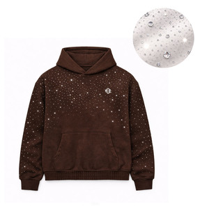 Sweat-shirts à capuche premium ornés de strass pour hommes, en molleton de coton épais, coupe oversize, style streetwear, logo personnalisé, fourniture OEM - Product Image 5