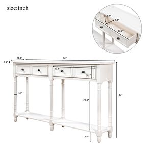 Tavolo Console in Legno Massello con Finitura Espresso, Facile Montaggio, Due Cassetti e Ripiano Inferiore per Soggiorno e Ingresso, Durevole ed Elegante - Product Image 3
