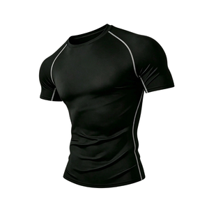 <b>Men</b> <b>Summer</b> Athletic Tracksuit Set Breathable Quick Dry Short Sleeve Training Shirt Jogger <b>Pants</b> Sportswear Gym Workout Running - Product Image 4
