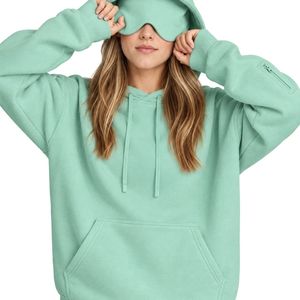 Sudadera con Capucha Oversize Verde Menta para Mujer, de Forro Polar Suave, con Bolsillo Canguro y Cordón Ajustable, Estilo Casual, para Descansar o Uso Urbano, OEM - Product Image 2