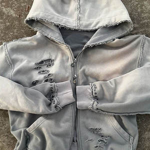 Nouveau design, sweat à capuche épais 100 % coton, effet vintage délavé, personnalisé, effet usé soleil, zippé, pour homme - Product Image 5