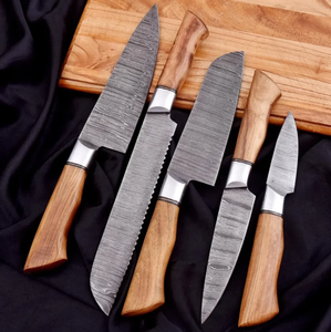LEGACY BLADES Best Selling Damascus <b>Knife</b> <b>Set</b> 5 Piece Wooden Handle Hand Forged Kitchen Chef <b>Knives</b> with Leather Roll Bag - Product Image 5
