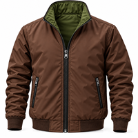 Blouson bomber réversible pour homme, col montant, logo sur le devant, coupe-vent, décontracté, léger, fermeture éclair intégrale, hiver, polyester/coton