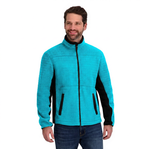 Chaqueta de Forro Polar a Cuadros Gris para Hombre, Cuello Alto con Cremallera, Casual, Resistente al Viento, para Otoño, Corte Regular, con Bolsillos - Product Image 5