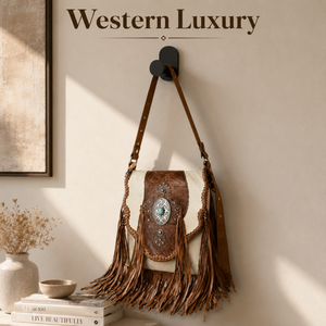 Western Cowhide Fringe Crossbody Bag Genuine Leather Western Boho Shoulder Purse Vintage Cowgirl Sling <b>Handbag</b> Women Single - Product Image 5