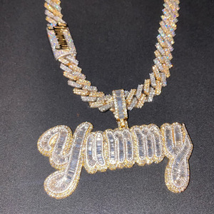 Pendentif Breloque 3D Personnalisé LL en Argent Sterling 925, Diamant VVS Hip Hop Personnalisé, Testeur de Qualité Inclus, Pendentif Prénom Glacé pour Fête - Product Image 3