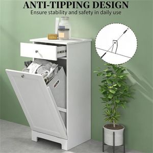 Cesto Portabiancheria Bianco con Armadietto Contenitore, Pratico per Casa o Ufficio - Product Image 4