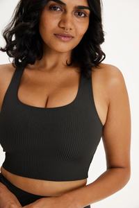 OEM Designer Style Black RIB Paloma <b>Racerback</b> <b>Bra</b> Activewear Shots Gym <b>Bra</b> and Fitness Wear Athletic Wear Leggings Print - Product Image 3