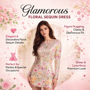 Vestido Mini Ajustado con Estampado Floral para Mujer |   Vestido de cóctel de manga larga para fiesta, ajustado, estilo occidental, corto, elegante y moderno - Product Image 5