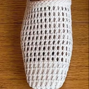 Handwoven Mesh Slide <b>Slippers</b> for Women, Square Toe Summer Flats, Breathable Woven Mules, Minimalist Casual Indoor Outdoor Shoes - Product Image 1