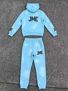 Conjunto Deportivo Unisex Azul de Alta Calidad, Sudadera con Capucha y Cremallera de Manga Larga y Pantalones, Ropa Casual de Otoño, 100% Algodón Transpirable - Product Image 3