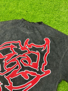 เสื้อยืดคอกลมแขนสั้นผู้ชาย ลายมัดย้อม สีพื้น ผ้าฝ้าย 100% ทรงโอเวอร์ไซส์ สไตล์ลำลอง ผ้าเจอร์ซีย์ถัก สีเทา - Product Image 2