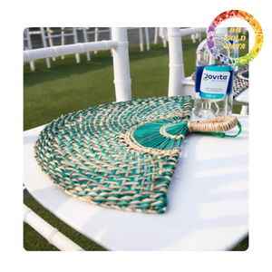 Abanico de hierba natural con mango trenzado para recuerdos de boda, souvenirs y tiendas de regalos artesanales - Product Image 1