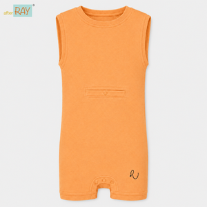 Combinaison tube couleur moutarde orange |   Combinaison adaptative sans manches en coton extensible avec fermeture éclair pour enfants, à jambes longues, facile à enfiler, tenue sensorielle - Product Image 1