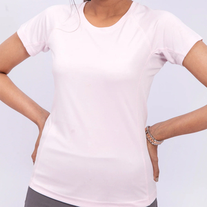 Camisetas de manga corta para mujer de buena calidad, estilo urbano, color rosa claro, de algodón y poliéster para adulto. - Product Image 3