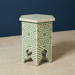 Mesita de Noche Hexagonal Moderna de Lujo con Incrustaciones de Hueso y Tapa de Madera Sólida para Dormitorio o Apartamento - Product Image 3