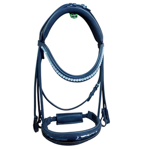 Brida de Doma Ecuestre de Cuero Enrollado de Primera Calidad con Diademas de Cristal y Narquileras Acolchadas Suaves, Equipo para Caballos - Product Image 1