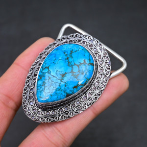 Venta al por mayor de cabujones de turquesa azul natural, turquesa Kingman, piedra preciosa para joyería femenina - Product Image 3