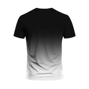 Camiseta de Hombre con Degradado Ombre, Negro y Blanco, Manga Corta, Cuello Redondo, Corte Ajustado, Informal, Verano, Moderna, Elegante, de Algodón - Product Image 4