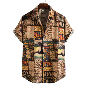 Camisas Hawaianas de Verano a Rayas de Poliéster/Algodón Estampadas y Transpirables para Hombres de Talla Grande, Camisa Casual de Playa - Product Image 6
