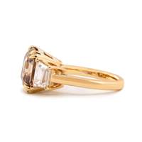 Bague d'anniversaire en or massif 18 carats avec diamant de laboratoire taille Asscher 7 carats et pierres latérales trapèze, double griffe, bijoux