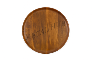 Assiette de présentation ronde finition noyer, aspect bois, pour la présentation et la décoration de table - Product Image 2